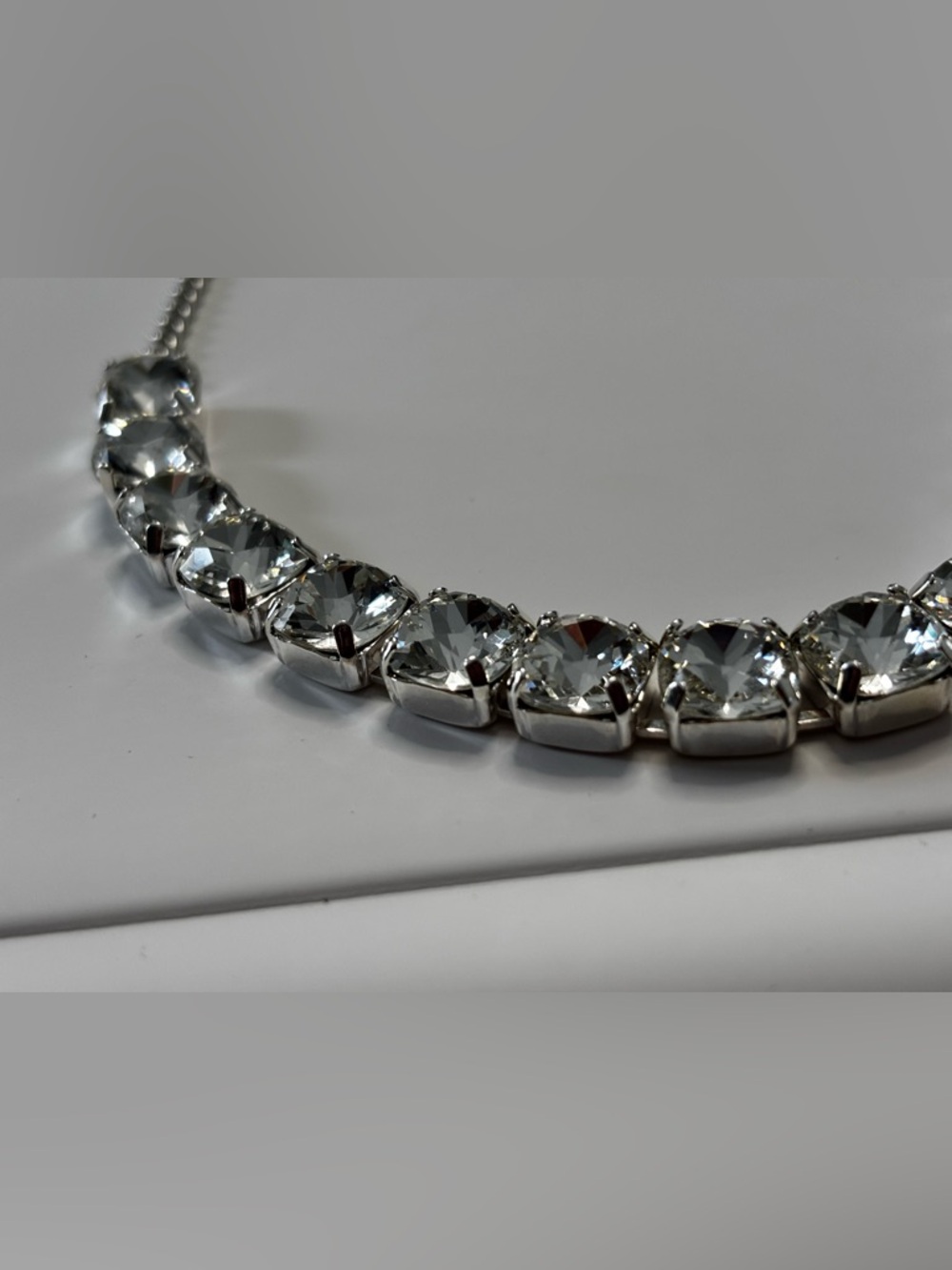Hand Crafted Silver Crystal Necklace - Clear Stones